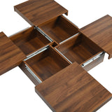 Merax 39.4'' Square Coffee Table, Sliding Top with Ample Storage, Walnut Grain Veneer Finish Modern Center Tables for Living Room Apartment, Walnut Merax