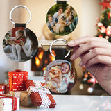 QISVVE 10Pcs Sublimation Blanks Keychain，custom personalized key chain,Glitter PU Leather keychain accessories for DIY Crafts Making (10Pcs Glitter Round) QISVVE