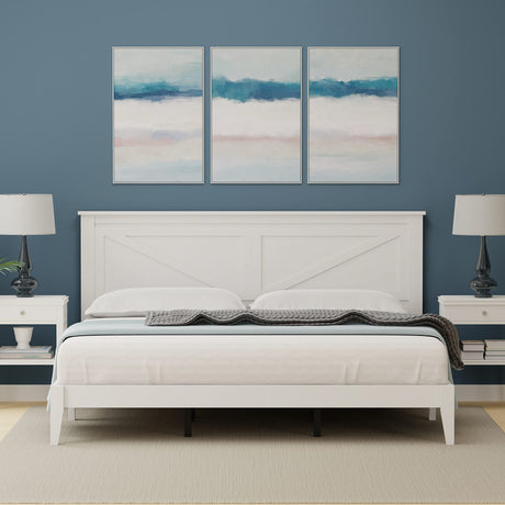 Glenwillow Home Farmhouse Solid Wood Platform Bed in King - Gloss White Glenwillow Home