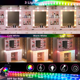 HUANLEGO Vanity Desk with Mirror and Lights, Pink Vanity Mirror with Lights Desk and Chair &7 Drawers, Cabinets Makeup Vanity Table with with Stool for Bedroom 3 Lights Mode and Brightness Adjusted HUANLEGO