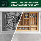 ROYAL CRAFT WOOD 5-Piece Bamboo Drawer Organizer Set – Multi-Use Storage Trays for Kitchen, Bathroom, Office, Makeup, Jewelry & More – Junk Drawer Tray, Utensil Holder, Storage Box & Bin Set (5 Boxes) ROYAL CRAFT WOOD