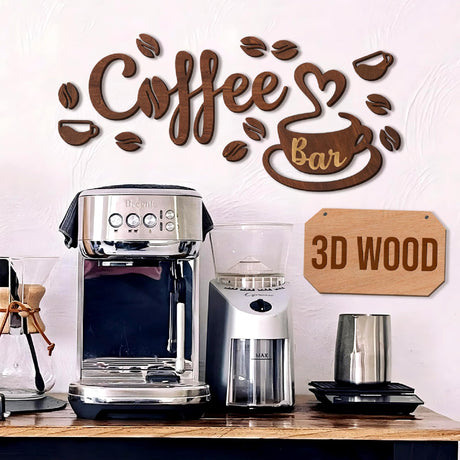 Woodamore Small Coffee Bar Sign Decor - Vintage Coffee Signs For Coffee Station Decor, Farmhouse Coffee Decorations For Coffee Bar Decor Accessories, Wood Cafe Sign Coffee Wall Decor For Kitchen Home WOODAMORE