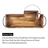 Long Narrow Wood Candle Tray: Hanobe Rustic Wooden Candle Holders Rectangular Table Centerpieces for Dining Room Farmhouse Pillar Stand with Handle Rectangle Tea Light Base Coffee Table Decor, Brown Hanobe