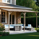 Brightpeak 10’ x 14’ Gazebo, Outdoor Large Wall Mounted Gazebo Pergola with Sloped Roof, Patio Heavy Duty Lean to Awnings for Backyard, Deck, Porch Brightpeak