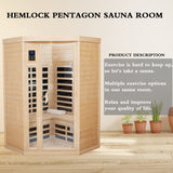 Infrared Sauna Room 2 - 3 People, Hemlock Wooden Sauna, 1600 Watts, 2 person infrared saunas for home Heat Dry Sauna, LCD Control of Temperature, Time, Light and Bluetooth indoor saunas for the home ChiefCarOfficer