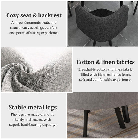 Topjia 5-Piece Modern Square Dining Table Set with 4 Chairs in Grey Topjia
