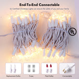 Dirnun Christmas Lights Clear White 70 Count Incandescent Light UL Certified Connectable Christmas Tree Lights with White Wires for Indoor Outdoor Xmas, Wedding, Holiday, Party, Home Decorations Dirnun