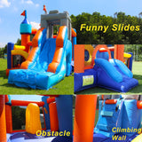 16FT Commercial Kids Bounce House with Blower, 100% PVC Inflatable Kids Jumper Bounce House with 2 Slides, Ball Pit, Tunnels, Climbing, 6 in 1 Bounce House Obstacle Course 16x12x10ft Inflantteble