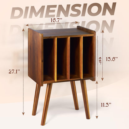 2BHOME Wooden LP Record Player Stand with 4 Cabinets, Holds up to 100 Vinyls, Metal Record Storage Holder and Organizer Table, Classical Design for Files/Book (Mid-Century Modern) - WoodArtSupply