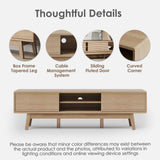 TOLEAD 59" TV Console, Mid Century Modern Media Console for 55/60/65 Inch TV, Low Profile TV Stand with Fluted Sliding Doors, Boho Light Wood Credenza for Living Room, Light Oak TOLEAD