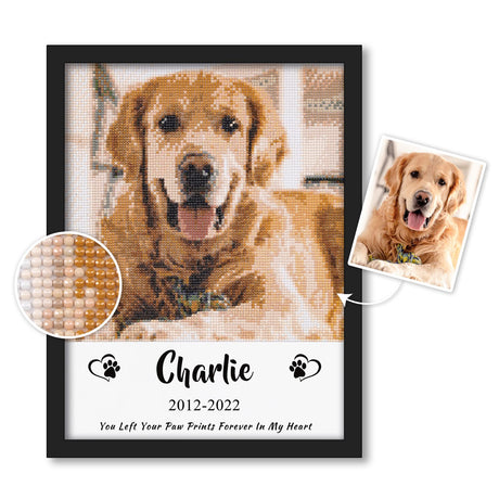 DPDP Personalized Pet Memorial Gifts – Custom Diamond Painting Kits with Photo Text, Sympathy Pet Remembrance for Loss of Animal Dog Cat (Round Drill, 11.8×15.7 Inch) 11.8×15.7inch/30×40cm DPDP