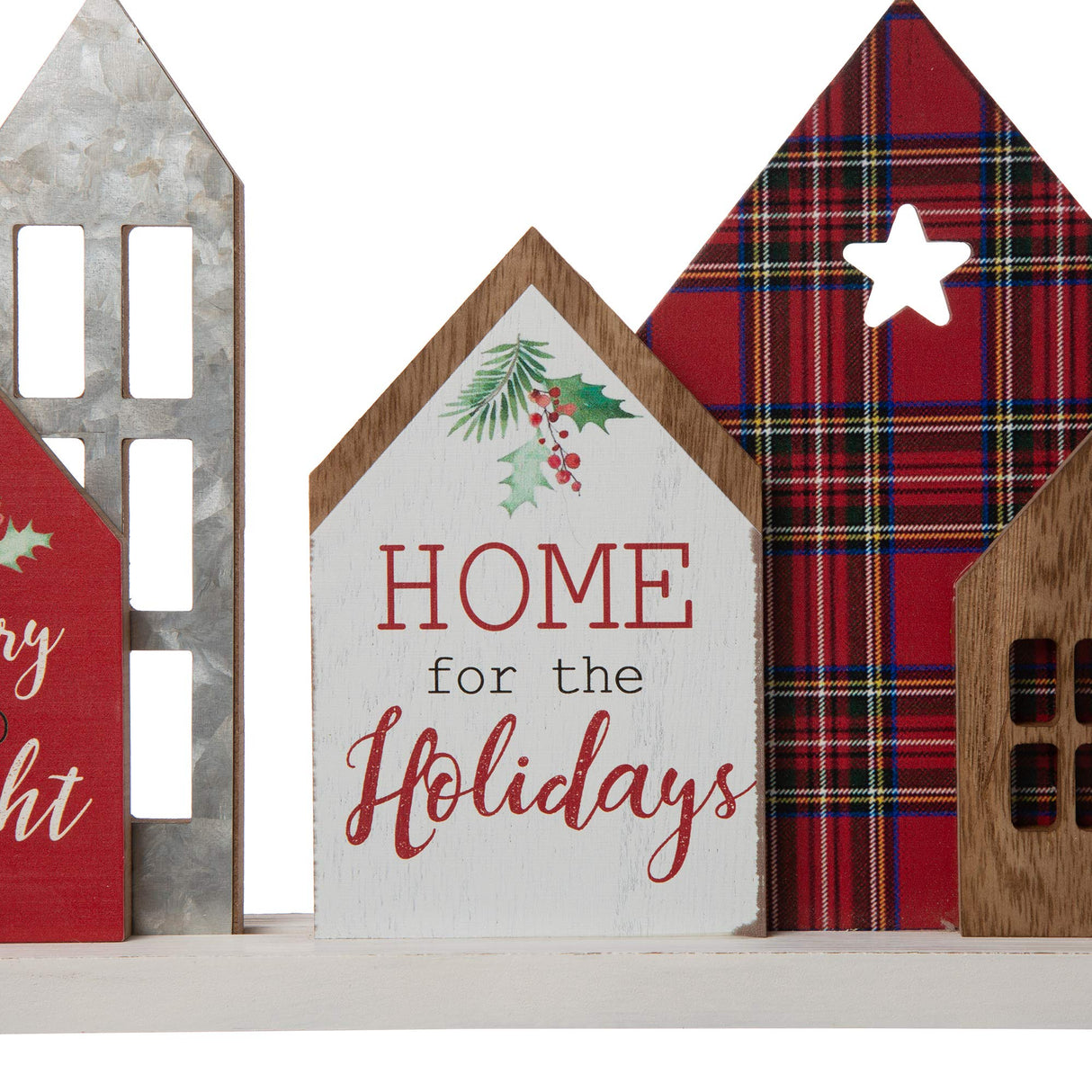 Glitzhome Farmhouse Table Christmas Decor, Rustic Wooden House Block Table Top Christmas Decorations, Home Merry Christmas Sign Desk Shelf Ornaments, Winter Holiday Xmas Tabletop Centerpiece Sign Glitzhome