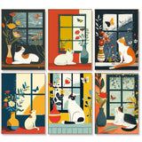 6 Pack Paint by Numbers Kit for Adults Beginners - 10x14 Inch Cat Adult Paint by Number Kits on Canvas, Cat DIY Acrylic Oil Number Painting Kits for Adults, Perfect for Gift Home Wall Decor Offito