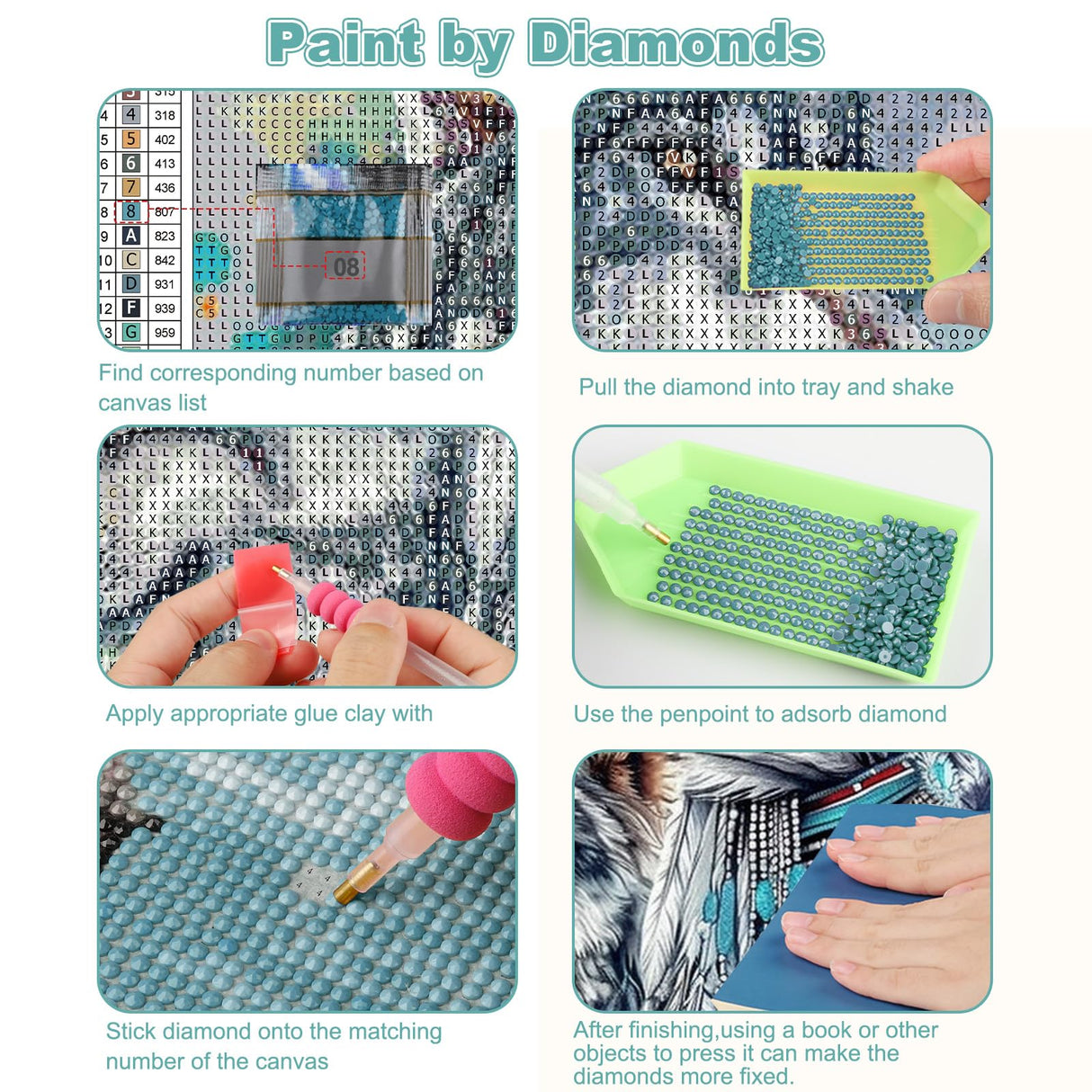CEOVR Wolf Diamond Painting Kits for Adults, Woman and Wolves Diamond Art Dots 5D Full Drill DIY Gem Art for Beginner, Adult Crafts Kits Arts and Crafts, Wall Decor for Home Office 16x12in CEOVR