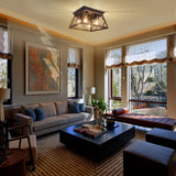 FadimiKoo Flush Mount Ceiling Light Fixtures for Kitchen Hallway, 4-Light Close to Ceiling Lighting, Industrial Farmhouse Square Cage Ceiling Lamp for Dining Room, Living Room, Bulb Not Included FadimiKoo