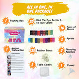 Tie Dye Kit for Kids & Adults - Complete DIY Tie Dye Set w/Tie Dye Powder in Tie Dye Refill Packets -Fun Kids Tie Dye Kit w/Nozzle Spray Tie Dye Kit for Fabric - Dye for Clothing (Pack of 20, 60 ml) Goodscious