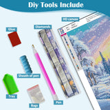 Winter Landscape Diamond Art Kits for Adults,5D Forest Lake Diamond Painting Kits for Adults Beginners,DIY Full Round Drill Diamond Dot Painting Gem Art Kits for Adult,Home Wall Decor 11.8x15.7 Inch VCLKDIY