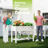 GYMHILL Elevated Raised Garden Bed with Wheels,Outdoor Large Resin Patio Planter Box Stand Divisible with Drain Plug,Water Monitor for Plants Vegetables Flowers Fruits(Ashen) GYMHILL