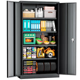 Superday 72" Lockable Steel Storage Cabinet, Locking Metal Storage Cabinets, Tall Black Cabinet with 2 Doors and 4 Adjustable Shelves for Garage, Home Office, Classroom, Pantry, File, Easy Assemble Superday