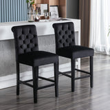 DM Furniture Counter Height Barstools Set of 4, 26 Inch Farmhouse Bar Stools Modern Velvet Upholstered Dining Chair for Home Pub/Bistro/Kitchen Island/Breakfast Bar, Black DM Furniture