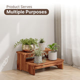 TINAMO 25" Long Step Stool for Adult & Kid - Wooden Two Step Stool 500 Lbs - Riser 2-Step Spa & Hot Tub Stairs for Pool - Heavy Duty 2 Step Stools for Bed, Kitchen, Indoor/Outdoor (Acacia Wood) Tinamo