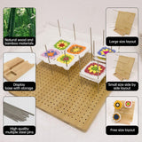 13" Crochet Blocking Board-Granny Square Blocking Board with 15 Stainless Steel Pegs, Crochet Blocking Board with Pegs, Bamboo Blocking Boards for Crochet Projects, Knitting Blocking Mats Adnkwolivt