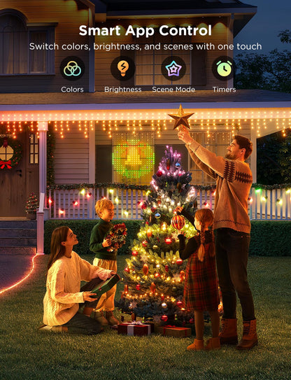 Govee Christmas Lights 66ft, Smart RGBIC Christmas String Lights App-Controlled, 125+ Scene Modes, IP65 Waterproof, Sync with Music, Works with Alexa, Lights for Christmas Decorations Indoor Outdoor