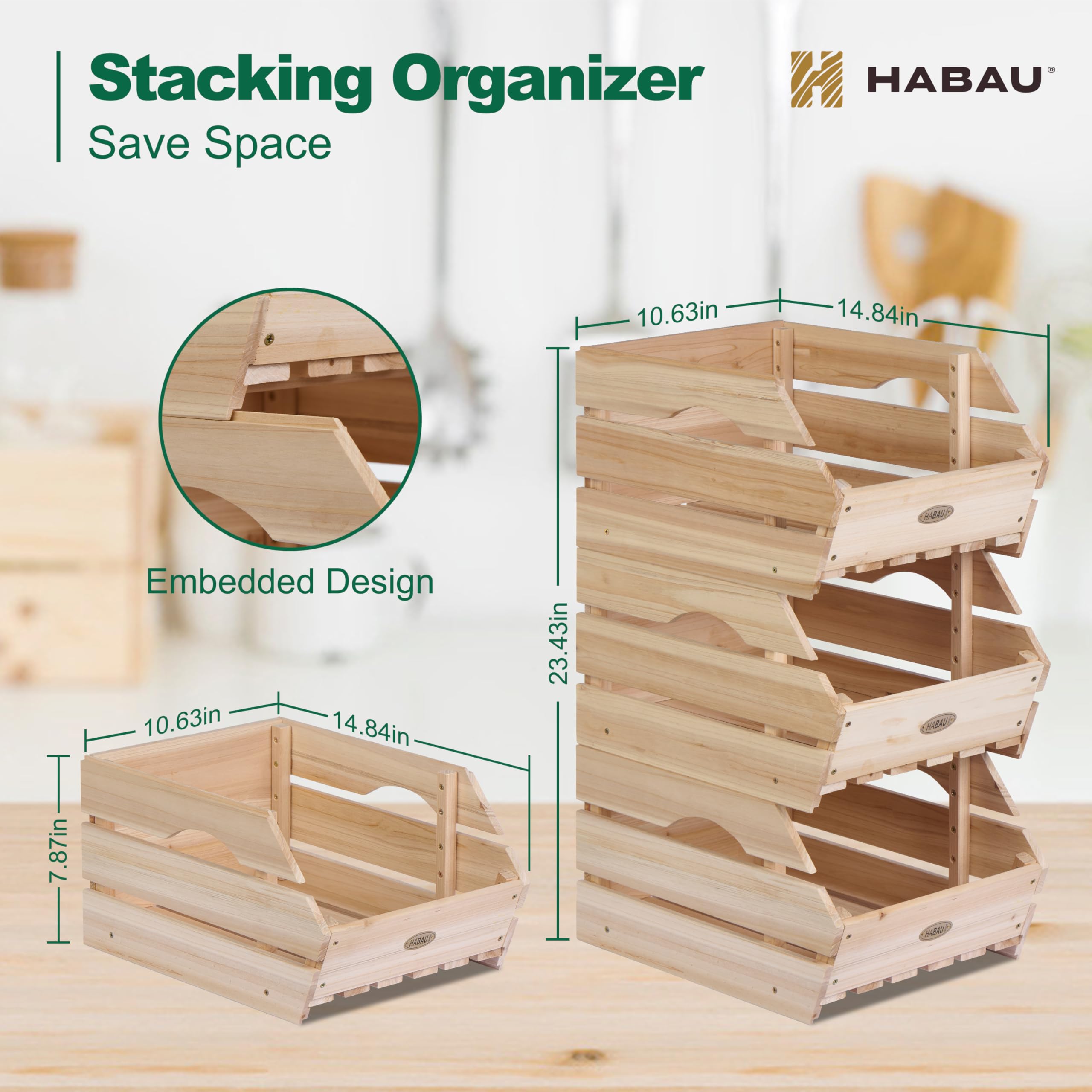 HABAU Wood Potato Onion Storage Bins - Thumbnail 4
