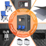 IvyBess 2 Person Sauna for Home, 1 or 2 Person Portable Steam Sauna with 2 1000W Sauna Steamers, 2 Floding Chairs, 9 Levels Adjustable, 99 Minutes Timer, Steamer Included (Grey) IvyBess