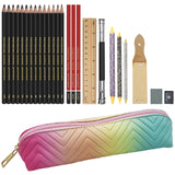 Heshengping 26 Pack Sketching Set Drawing Pencils Kit Art Supplies Include Graphite Charcoal Professional Pencils Set Cute Portable case for Artists Adults Beginners Artist Heshengping