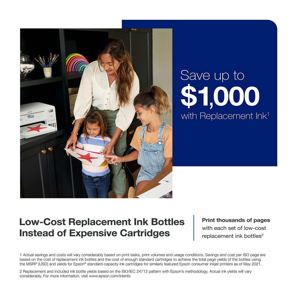 Epson EcoTank ET-3830 Wireless Color All-in-One Cartridge-Free Supertank Printer with Scan, Copy, Auto 2-Sided Printing and Ethernet – The Perfect Printer Productive Families,White Epson