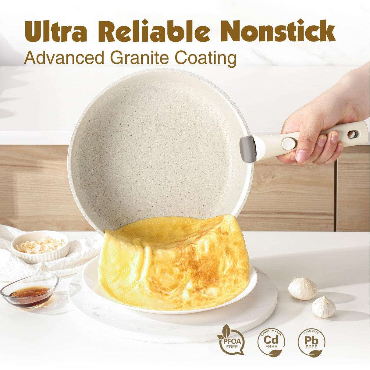 SENSARTE 24 Piece Pots and Pans Set, Nonstick Detachable Handle Cookware, Induction Kitchen Cookware Set with Removable Handle, Healthy Non Stick RV Cookware, Dishwasher ＆ Oven Safe, PFOA Free (White) SENSARTE