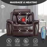 CANMOV 50" Wide Oversized Recliner, Faux Leather Power Lift Recliner Chair, Extra Large Lift Chair with Massage and Heat, Stand Up Recliner for Elderly Big and Tall, Brown CANMOV