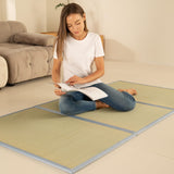 MustMat Tatami Mat Japanese Futon Mattress Portable Tatami Mattress Foldable Bed Frame Rush Grass (Twin XL) MustMat