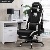 GTRACING Gaming Chair with Footrest, Fabric Breathable Big and Tall Ergonomic Computer Chair 350 lbs with Adjustable Lumbar Support and Recliner, High Back Game Chair for Office Gaming, Black GTRACING