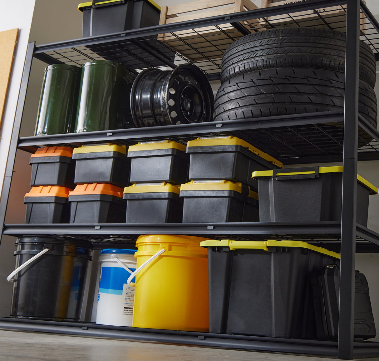 REIBII 60" W Garage Shelving, Storage Shelves 2500LBS Adjustable 4-Tier Heavy Duty Metal Shelving for Storage Commercial Shelving Unit Industrial Shelf for Garage,School, 60" W*60" H*24" D REIBII