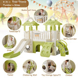 Merax 8-in-1 Jungle Slide for Toddlers, Indoor Outdoor Kids Slide with Basketball Hoop, Telescope and Climbing Wall, Indoor Slide Playset for Toddlers 1+ Merax