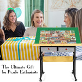 BuilderButler Adjustable Puzzle Table with 4+2 Drawers, Non-Slip Surface Puzzle Board, Tilting & Height Adjustment, 360° Wheels, and Protective Cover for Puzzle Enthusiasts BuilderButler