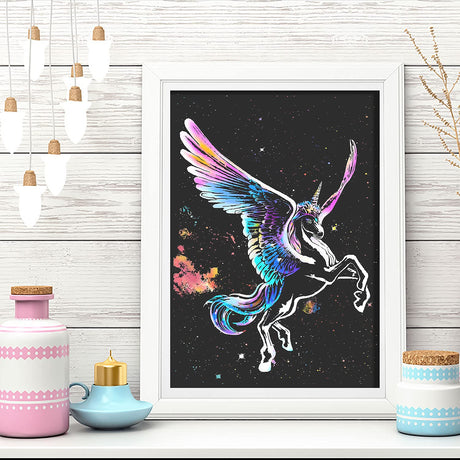 NAIHEY Scratch Art Rainbow Painting Paper DIY Crafts Womens Hobbies Engraving Art Scratchboard Scratch Painting Sketch Pads for Adults 16” x 11.2” (Unicorn Animal) Birthday Gift NaiHey