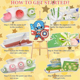 Sretoul 4 Pack Paint by Numbers Kit for Kids with Frame- Cartoon Painting Kits for Kids Ages 4-8, Cartoon Paint by Numbers with Frame 8x8 Inch Sretoul