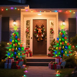 2-Pack 3.6FT Solar Christmas Tree Outdoor Christmas Decorations, 8 Modes Solar Xmas Tree Lights with 100 LED, Waterproof Solar Christmas Lights for Yard Front Porch Pathway Grave Cemetery Decor Ohwewant