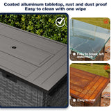 ABCASA 9-Piece Half Moon Patio Furniture Set with 44" Fire Pit Table, Curved Outdoor Sofa Set w/Thick Cushion & Wedge Side Table, Wicker Patio Sectional Conversation Sets for Porch,Backyard (Grey) ABCASA