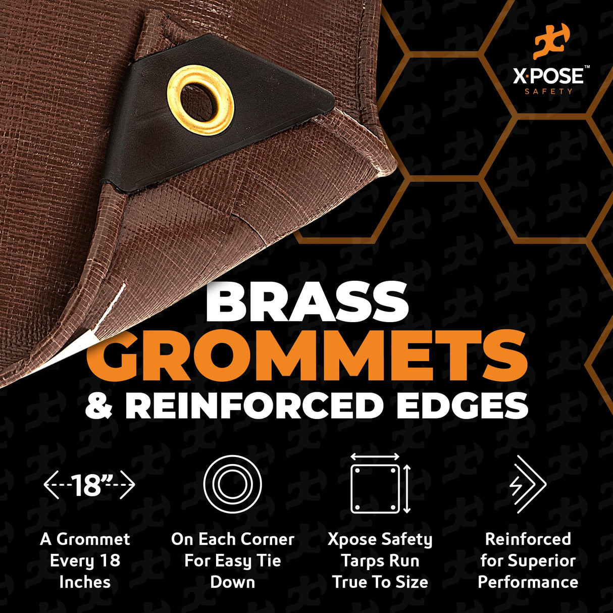 20' x 40' Super Heavy Duty 16 Mil Brown Poly Tarp Cover - Thick Waterproof, UV Resistant, Rip and Tear Proof Tarpaulin with Grommets and Reinforced Edges - by Xpose Safety Xpose Safety