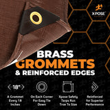20' x 40' Super Heavy Duty 16 Mil Brown Poly Tarp Cover - Thick Waterproof, UV Resistant, Rip and Tear Proof Tarpaulin with Grommets and Reinforced Edges - by Xpose Safety Xpose Safety