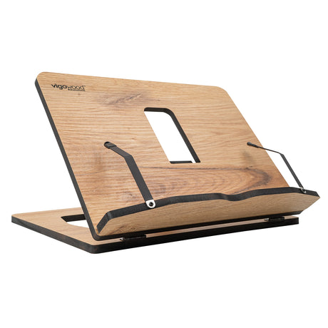 Vigo Wood Book Stand, Book Holder, Reading Stand, Cookbook Holder, Recipe Book Stand, Wooden Book Stands for Reading, Cookbook Stand for Kitchen, Book Holder for Reading in Bed (Oak) Vigo Wood