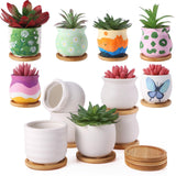 Remerry 6 Pcs 3.5 Inch DIY Ceramic Succulent Pots for Painting Figurines Paint Craft Kit Unpainted Ceramic Bisque Paintable Flowerpots with Drainage Hole Ready to Paint Remerry