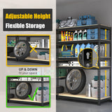 PrimeZone 40" W x 18" D x 71" H Heavy Duty Storage Shelves, 5 Tier Adjustable Garage Storage Shelving, Metal Shelving Unit Utility Rack Shelf for Warehouse Pantry Closet Kitchen, Black PrimeZone