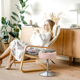 LUE BONA Adjustable Vanity Stool, 360°Swivel Vanity Chair Stool for Makeup Room, Pink Stool Chair for Vanity, Small Faux Leather Vanity Stool for Bathroom, Living Room LUE BONA