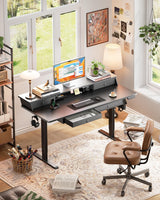 ErGear Electric Standing Desk with Drawers, 48" x 30" Height Adjustable Desk with Storage, 4 Memory Preset Computer Home Office Desk with Cable Management Tray, Black ErGear