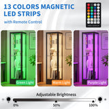 Desirable Life Glass Display Cabinet with 13-Color Light, 63" 4-Tier Curio Cabinet with Glass Door & Lock, Lighted Display Case with Adjustable Shelves for Collectibles Figures Trophy (Black) Desirable Life